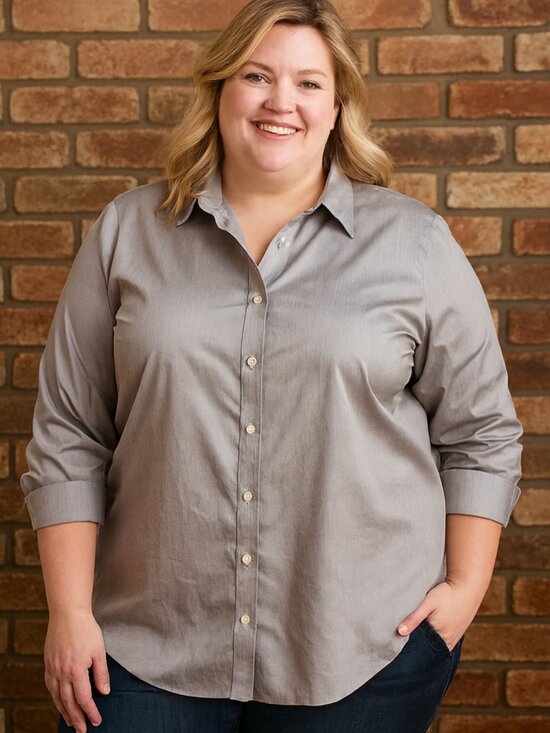 Talbots Tops - Talbots Wrinkle Resistant 16WP Gray/Blue Chambray 100% Cotton Like New